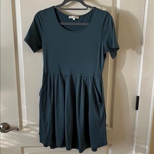Teal Short Sleeve Dress with Pocets